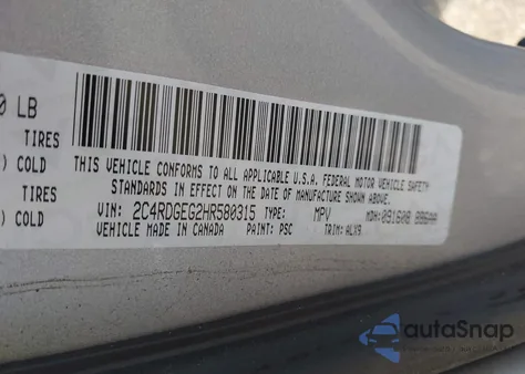 2017 Dodge Grand Caravan Gt from USA, damaged, VIN 2C4RDGEG2HR580315